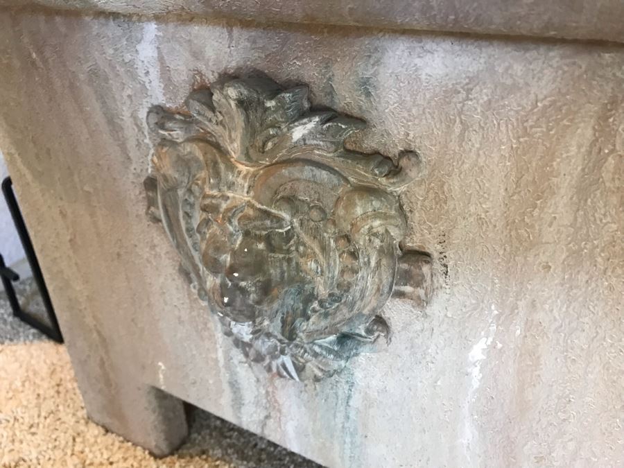 Large 12'H Indoor Artificial Tree Plant With Custom Planter Featuring Lion's Head Design [Photo 4]