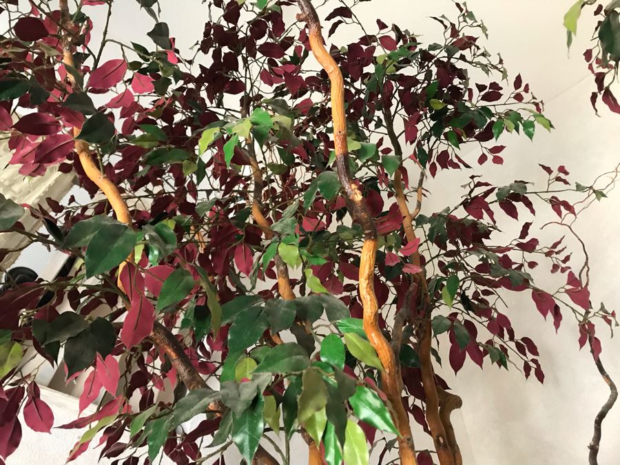 Large 12'H Indoor Artificial Tree Plant With Custom Planter Featuring Lion's Head Design [Photo 5]