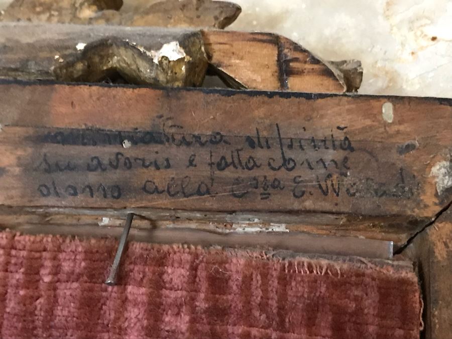 Antique 1745 Reverse Painted Glass Virgin Mary Portrait Signed Virginia Guerr Frame Measures 11.5 X 13 [Photo 18]