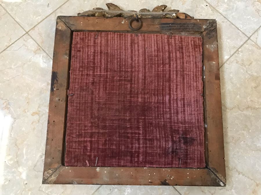 Antique 1745 Reverse Painted Glass Virgin Mary Portrait Signed Virginia Guerr Frame Measures 11.5 X 13 [Photo 16]