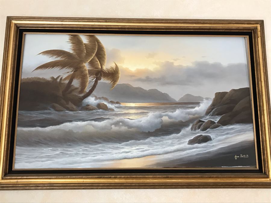 Original Large Seascape Oil Painting By Jorge Prieto B 54 X 36 [Photo 2]