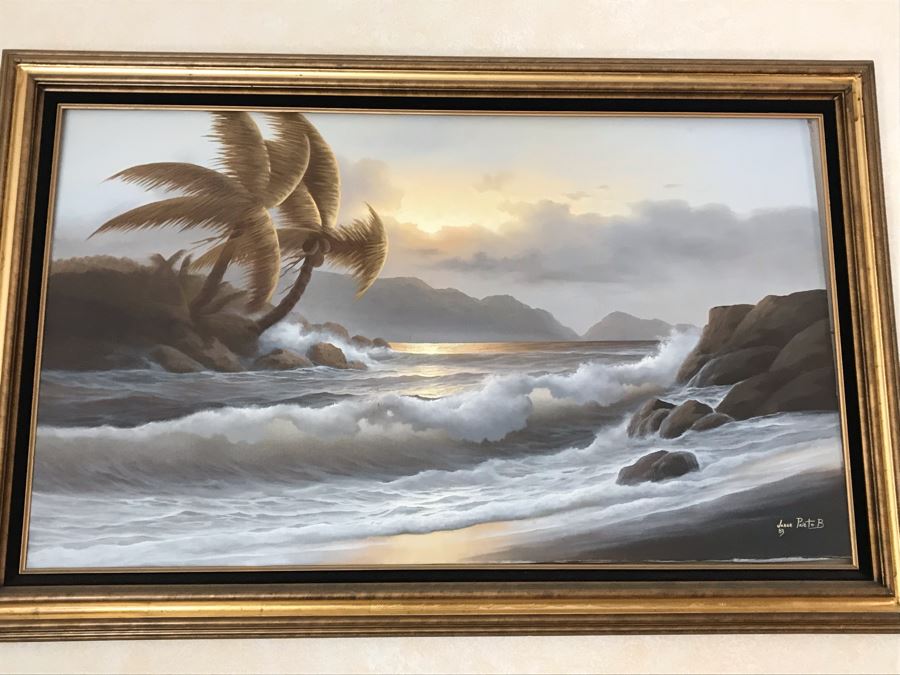 Original Large Seascape Oil Painting By Jorge Prieto B 54 X 36 [Photo 1]