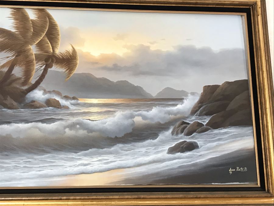 Original Large Seascape Oil Painting By Jorge Prieto B 54 X 36 [Photo 4]