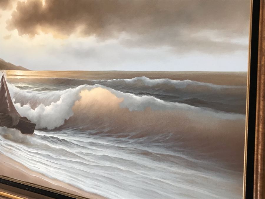 Original Large Seascape Oil Painting By Jorge Prieto B 57 X 35 [Photo 3]