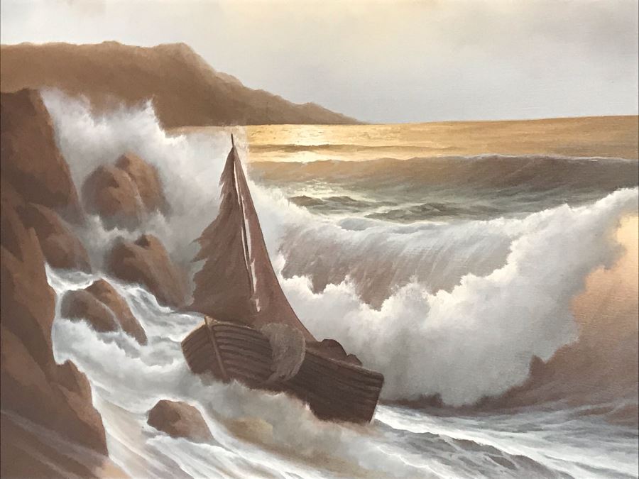 Original Large Seascape Oil Painting By Jorge Prieto B 57 X 35 [Photo 4]