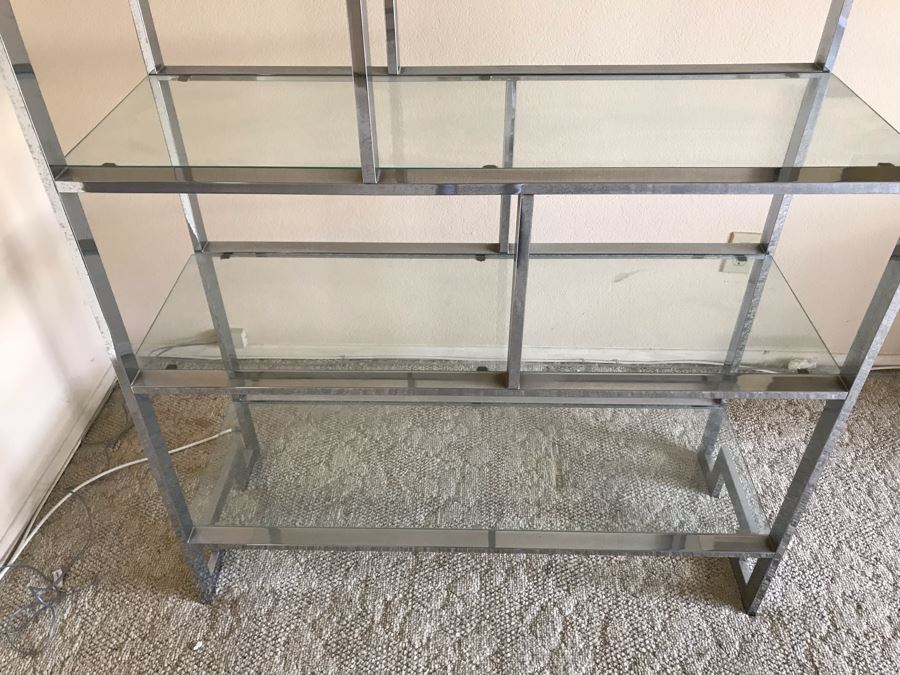 Mid-Century Modern Chrome Etagere Bookcase Bookshelf [Photo 8]