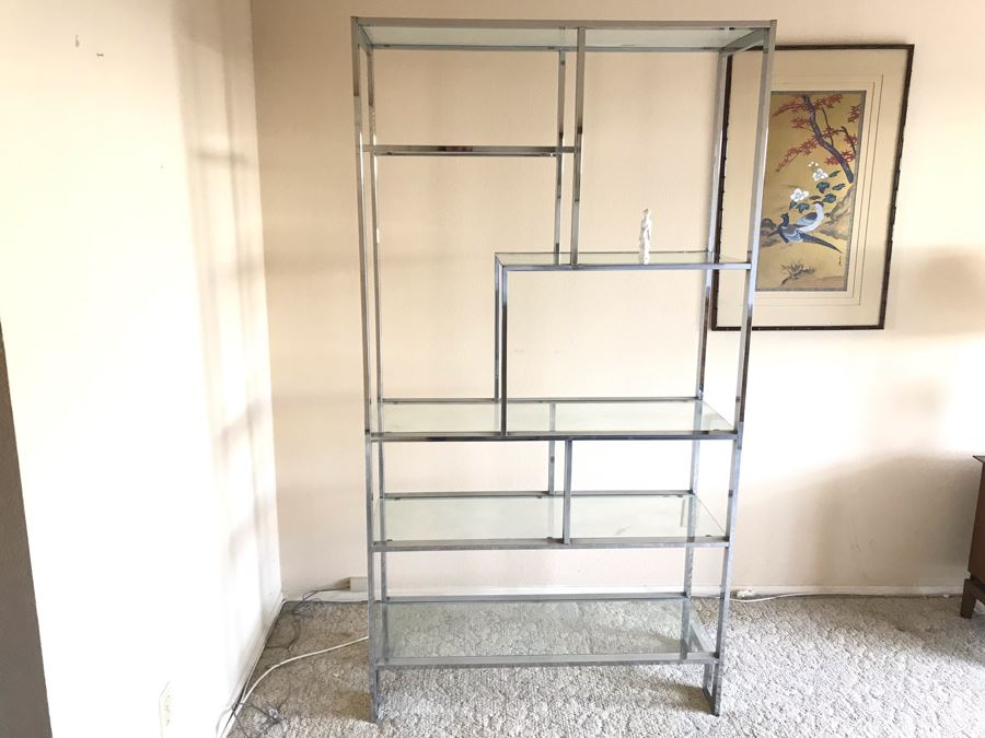 Mid-Century Modern Chrome Etagere Bookcase Bookshelf [Photo 7]