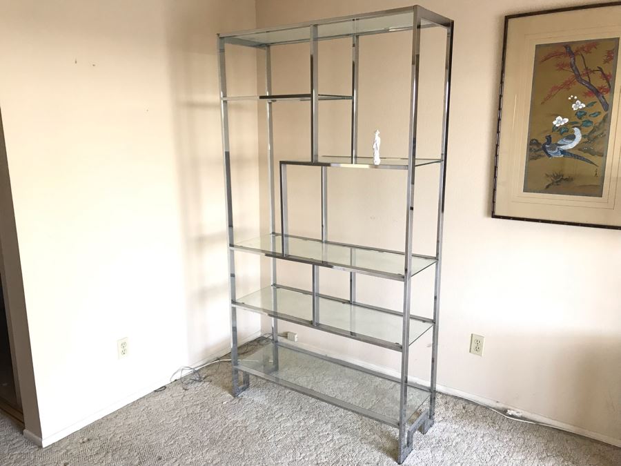 Mid-Century Modern Chrome Etagere Bookcase Bookshelf [Photo 3]