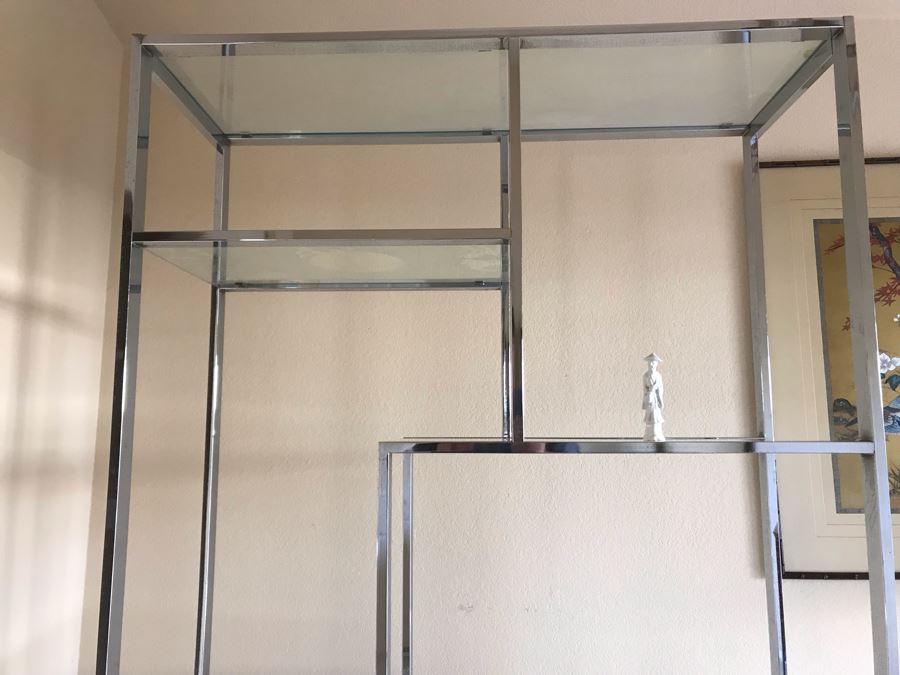 Mid-Century Modern Chrome Etagere Bookcase Bookshelf [Photo 9]