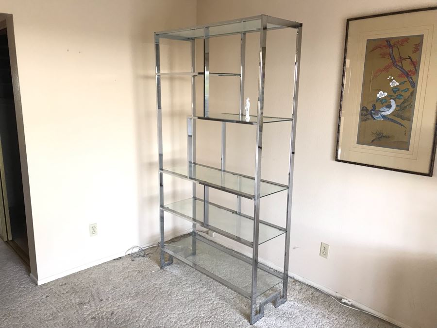 Mid-Century Modern Chrome Etagere Bookcase Bookshelf [Photo 4]