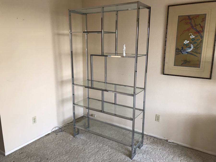 Mid-Century Modern Chrome Etagere Bookcase Bookshelf [Photo 5]