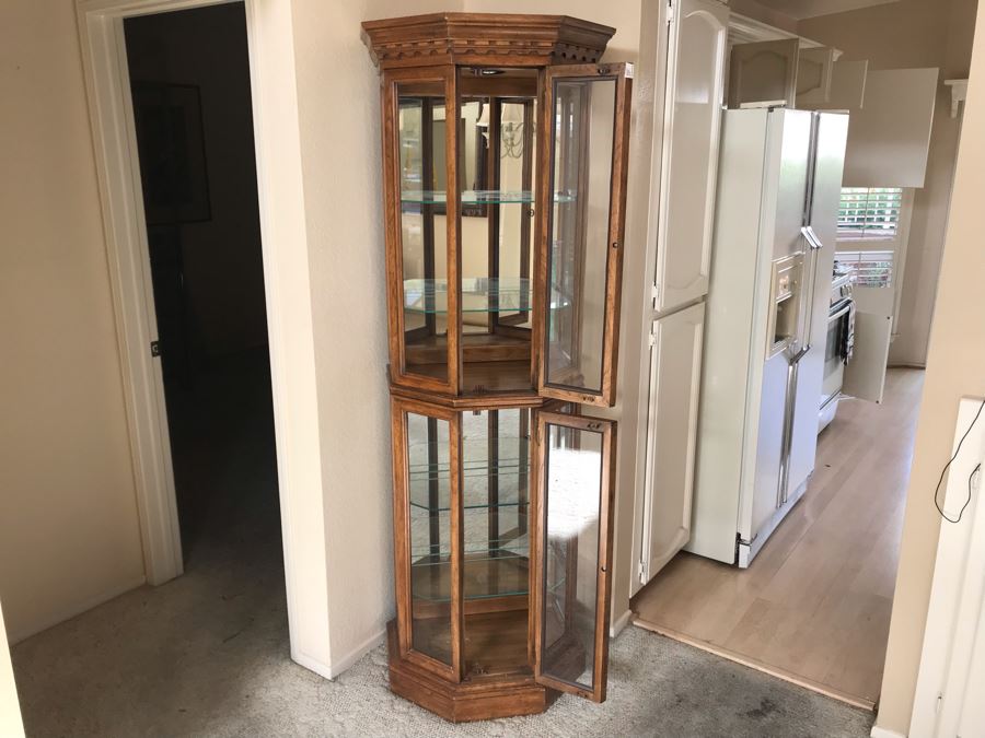 Lighted Curio Display Cabinet With Glass Shelves By Barker Brothers Furniture Los Angeles [Photo 2]