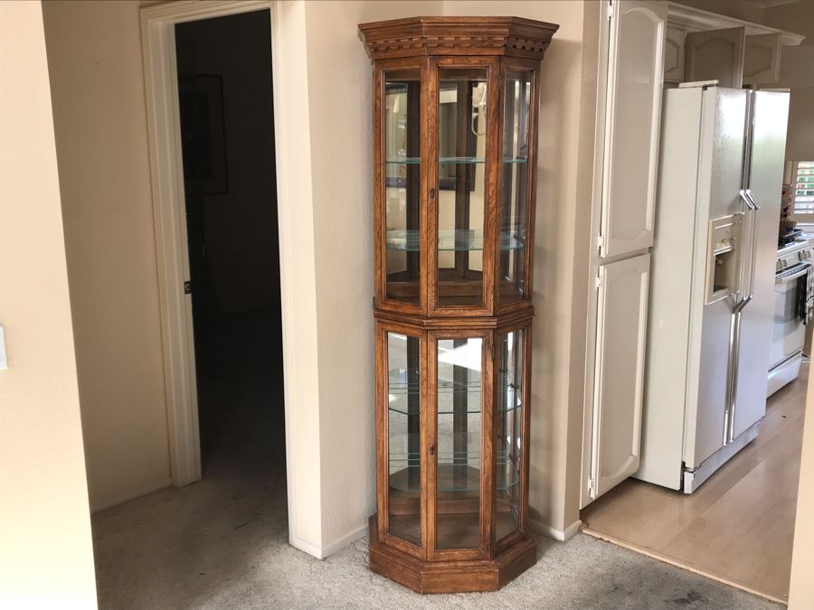 Lighted Curio Display Cabinet With Glass Shelves By Barker Brothers Furniture Los Angeles [Photo 4]