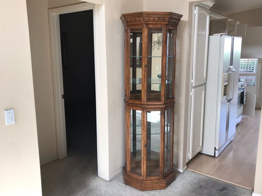 Lighted Curio Display Cabinet With Glass Shelves By Barker Brothers Furniture Los Angeles [Photo 3]