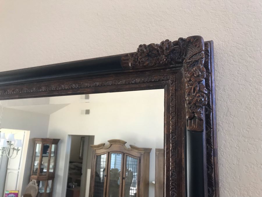 Large Wooden Beveled Glass Wall Mirror 66.5W X 44.5H [Photo 7]