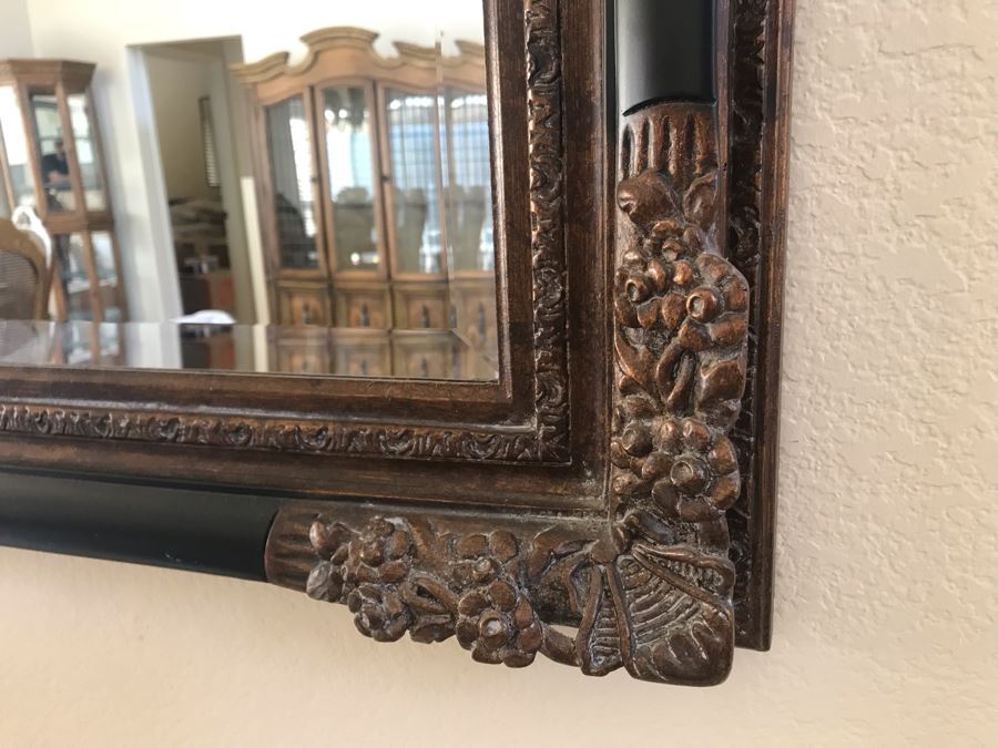 Large Wooden Beveled Glass Wall Mirror 66.5W X 44.5H [Photo 6]