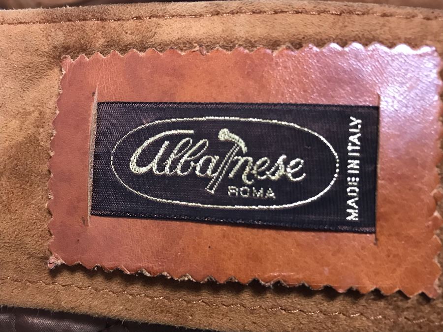 Albanese Roma Italy Suede Leather Jacket With Fur Lined Hood Size 42 [Photo 9]