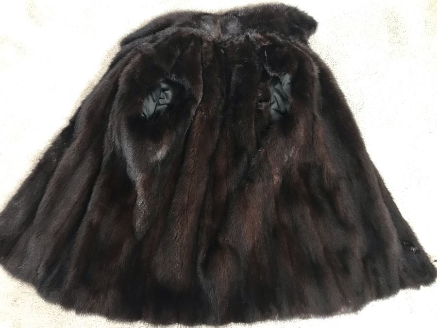 Italian Black Leather Mink Fur Lined Jacket Apx Size 42 [Photo 13]