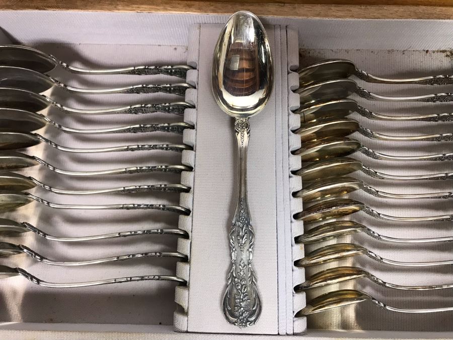MASSIVE Vintage Italian 800 Silver Flatware Set W/ Serving Pieces Hallmarked 72 PA Palermo Italy
