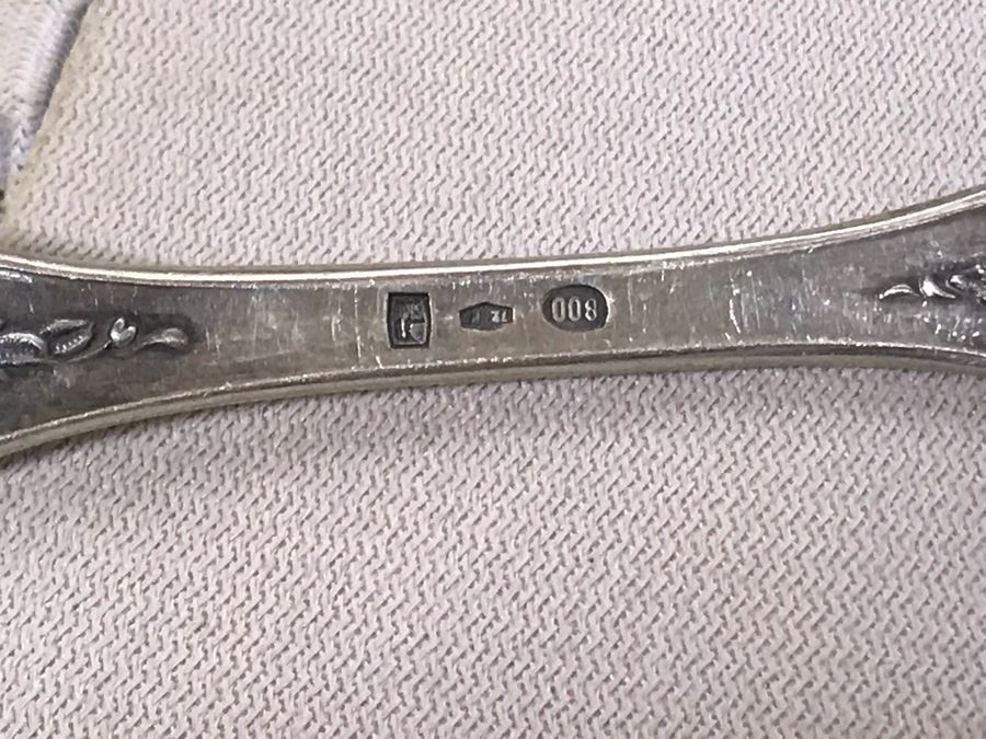 MASSIVE Vintage Italian 800 Silver Flatware Set W/ Serving Pieces Hallmarked 72 PA Palermo Italy A.P.I.S. Silversmith W/ Impressive Olive Wood Silverware Chest With 4 Sliding Drawers (52.6LBS W/ Box - Apx 20Lbs 800 Silver) - See Photos - Has Reserve Price [Photo 22]