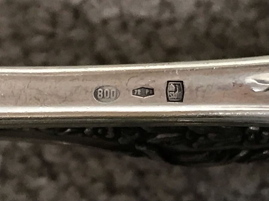 MASSIVE Vintage Italian 800 Silver Flatware Set W/ Serving Pieces Hallmarked 72 PA Palermo Italy A.P.I.S. Silversmith W/ Impressive Olive Wood Silverware Chest With 4 Sliding Drawers (52.6LBS W/ Box - Apx 20Lbs 800 Silver) - See Photos - Has Reserve Price [Photo 32]