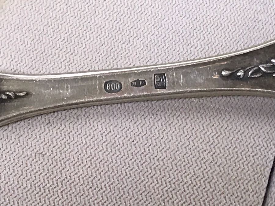 MASSIVE Vintage Italian 800 Silver Flatware Set W/ Serving Pieces Hallmarked 72 PA Palermo Italy A.P.I.S. Silversmith W/ Impressive Olive Wood Silverware Chest With 4 Sliding Drawers (52.6LBS W/ Box - Apx 20Lbs 800 Silver) - See Photos - Has Reserve Price [Photo 23]