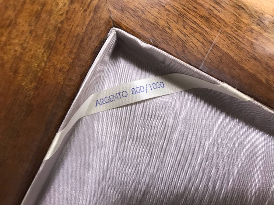 MASSIVE Vintage Italian 800 Silver Flatware Set W/ Serving Pieces Hallmarked 72 PA Palermo Italy A.P.I.S. Silversmith W/ Impressive Olive Wood Silverware Chest With 4 Sliding Drawers (52.6LBS W/ Box - Apx 20Lbs 800 Silver) - See Photos - Has Reserve Price [Photo 9]