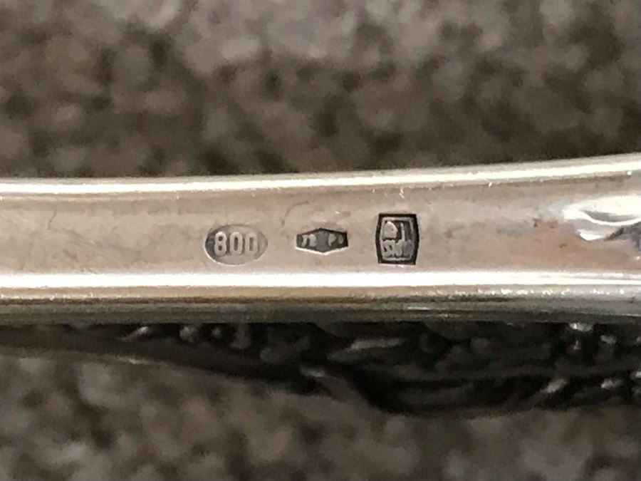 MASSIVE Vintage Italian 800 Silver Flatware Set W/ Serving Pieces Hallmarked 72 PA Palermo Italy A.P.I.S. Silversmith W/ Impressive Olive Wood Silverware Chest With 4 Sliding Drawers (52.6LBS W/ Box - Apx 20Lbs 800 Silver) - See Photos - Has Reserve Price [Photo 30]