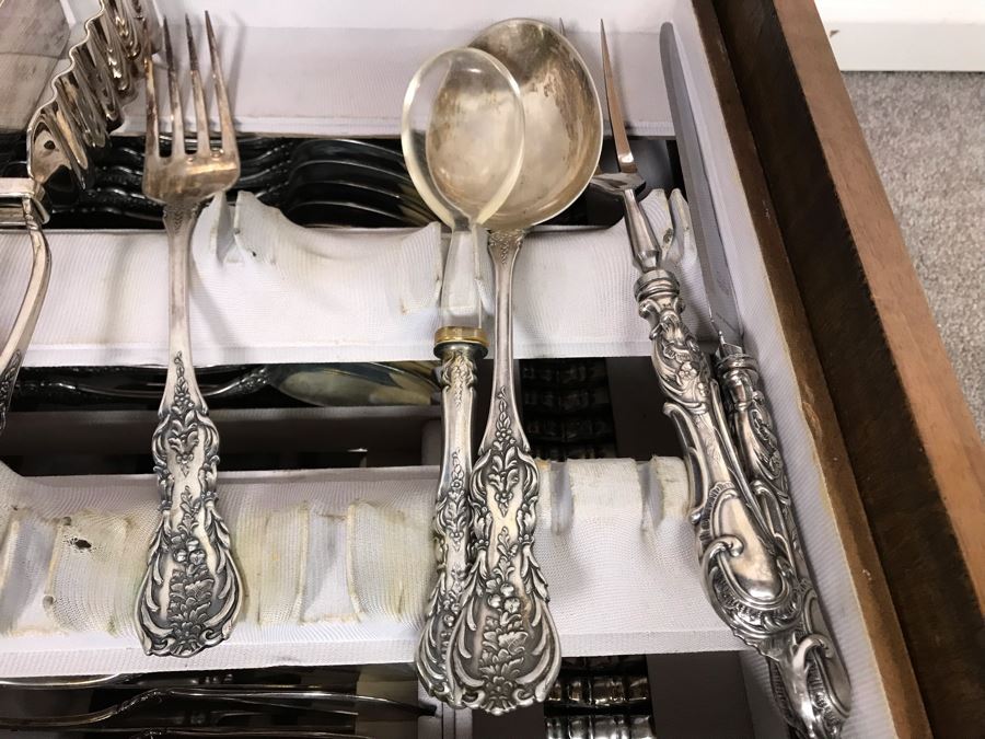 MASSIVE Vintage Italian 800 Silver Flatware Set W/ Serving Pieces Hallmarked 72 PA Palermo Italy
