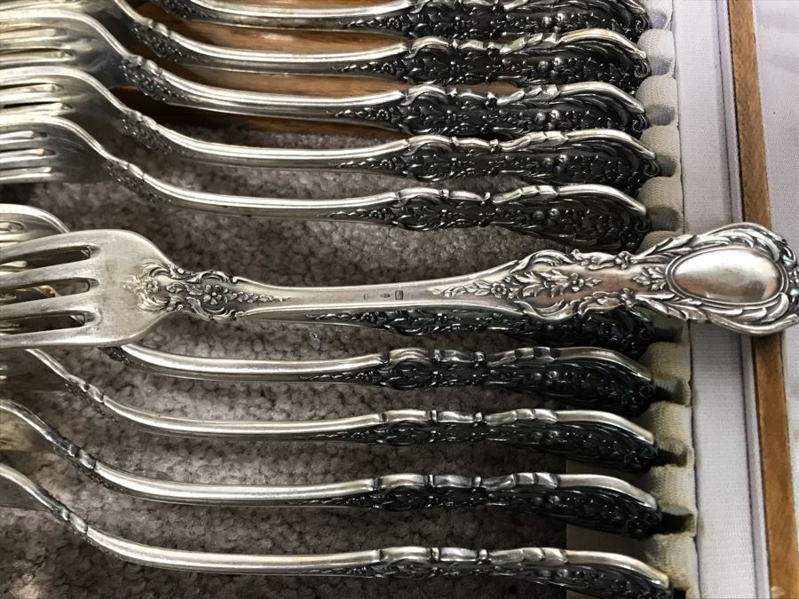 MASSIVE Vintage Italian 800 Silver Flatware Set W/ Serving Pieces Hallmarked 72 PA Palermo Italy