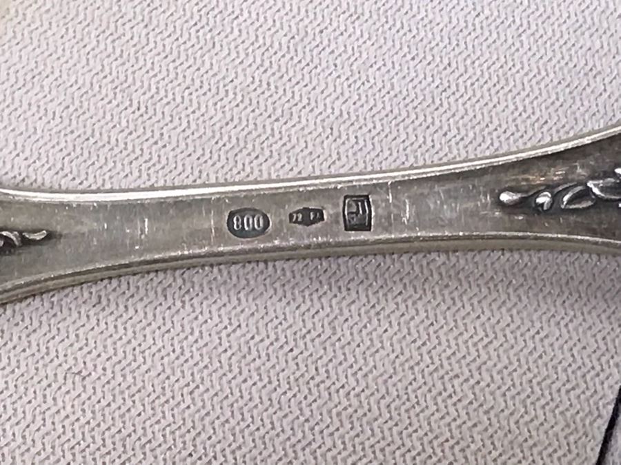 MASSIVE Vintage Italian 800 Silver Flatware Set W/ Serving Pieces Hallmarked 72 PA Palermo Italy A.P.I.S. Silversmith W/ Impressive Olive Wood Silverware Chest With 4 Sliding Drawers (52.6LBS W/ Box - Apx 20Lbs 800 Silver) - See Photos - Has Reserve Price [Photo 24]