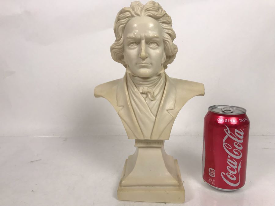 Ludwig Van Beethoven Resin Bust Sculpture Made In Italy 7W X 4D X 11H
