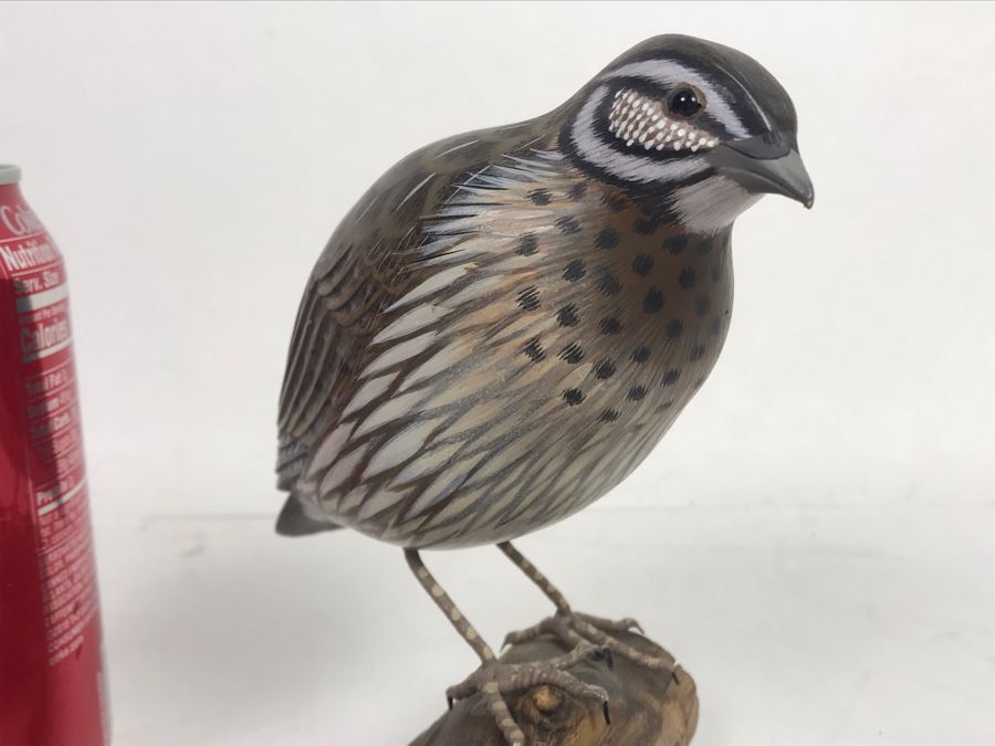 Hand Painted Wooden Common Quail Sculpture 4.5W X 4D X 5.5H [Photo 7]