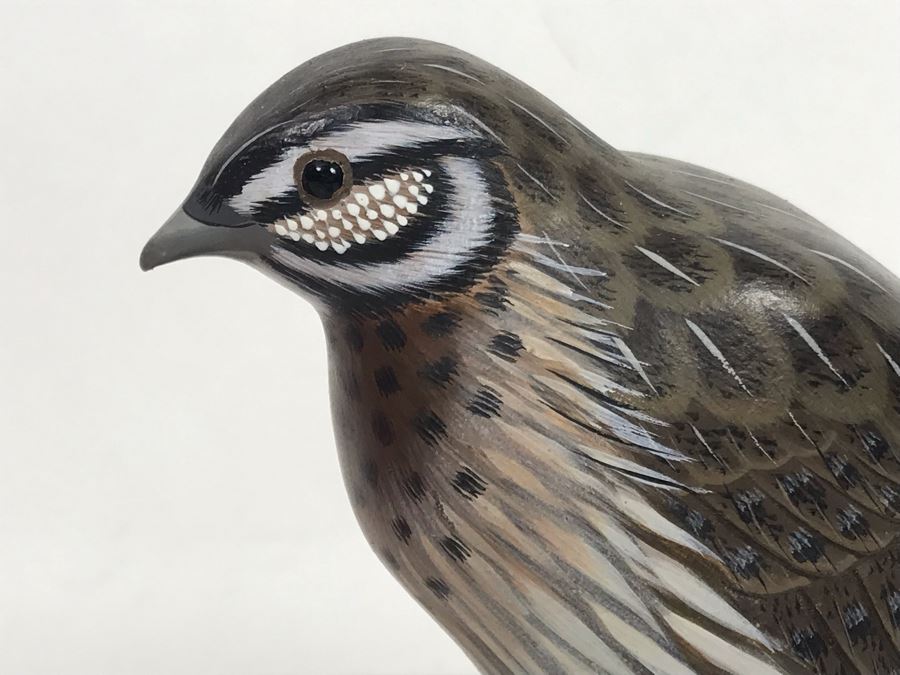 Hand Painted Wooden Common Quail Sculpture 4.5W X 4D X 5.5H [Photo 3]