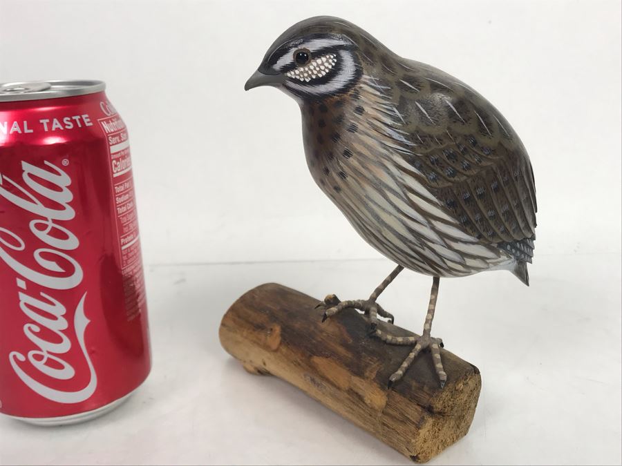 Hand Painted Wooden Common Quail Sculpture 4.5W X 4D X 5.5H [Photo 2]
