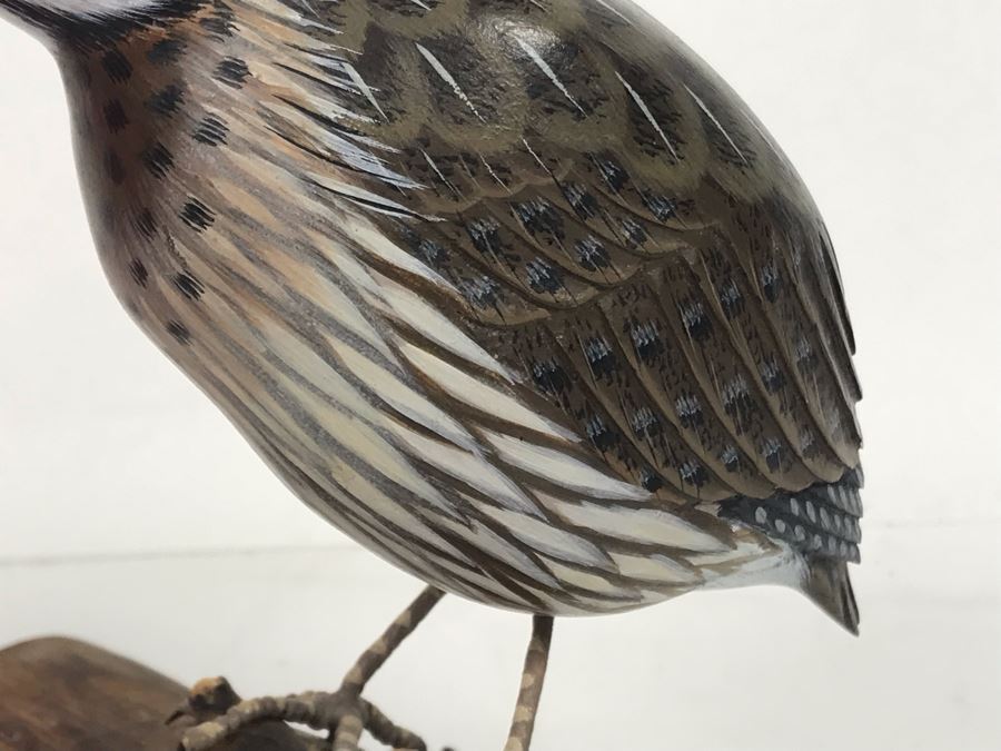Hand Painted Wooden Common Quail Sculpture 4.5W X 4D X 5.5H [Photo 4]