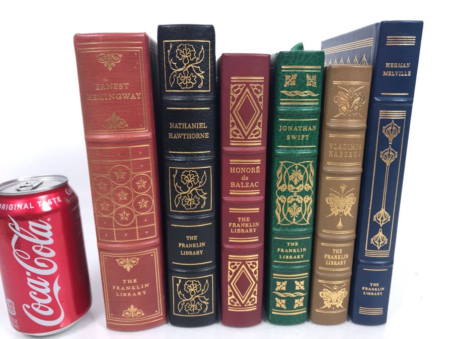 Collection Of Six The Franklin Library Limited Edition Books: Ernest Hemingway, Herman Melville, Vladimir Nabokov, Jonathan Swift Gulliver's Travels, Honore De Balzac, Nathaniel Hawthorne