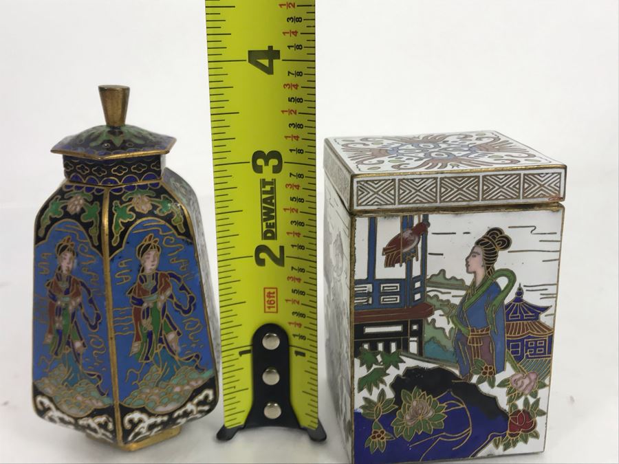 Pair Of Small Cloisonne Boxes 3H [Photo 12]