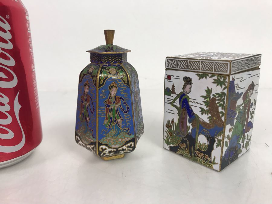 Pair Of Small Cloisonne Boxes 3H [Photo 2]