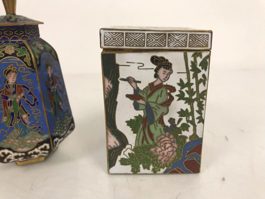 Pair Of Small Cloisonne Boxes 3H [Photo 4]