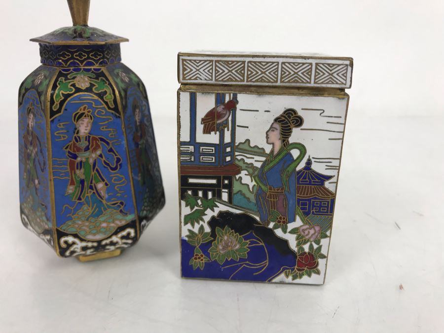 Pair Of Small Cloisonne Boxes 3H [Photo 5]