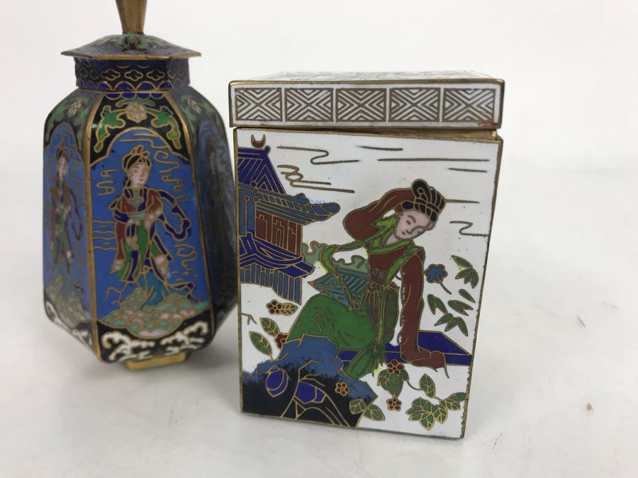 Pair Of Small Cloisonne Boxes 3H [Photo 6]