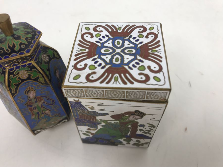 Pair Of Small Cloisonne Boxes 3H [Photo 7]