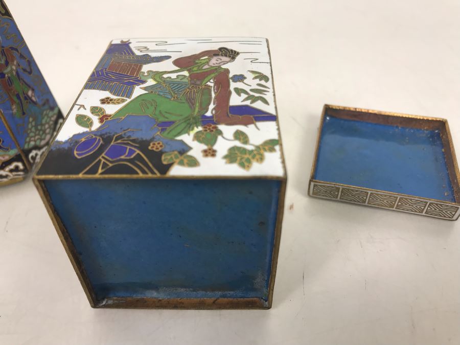 Pair Of Small Cloisonne Boxes 3H [Photo 8]