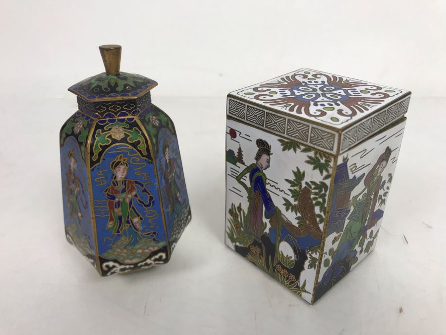 Pair Of Small Cloisonne Boxes 3H [Photo 3]