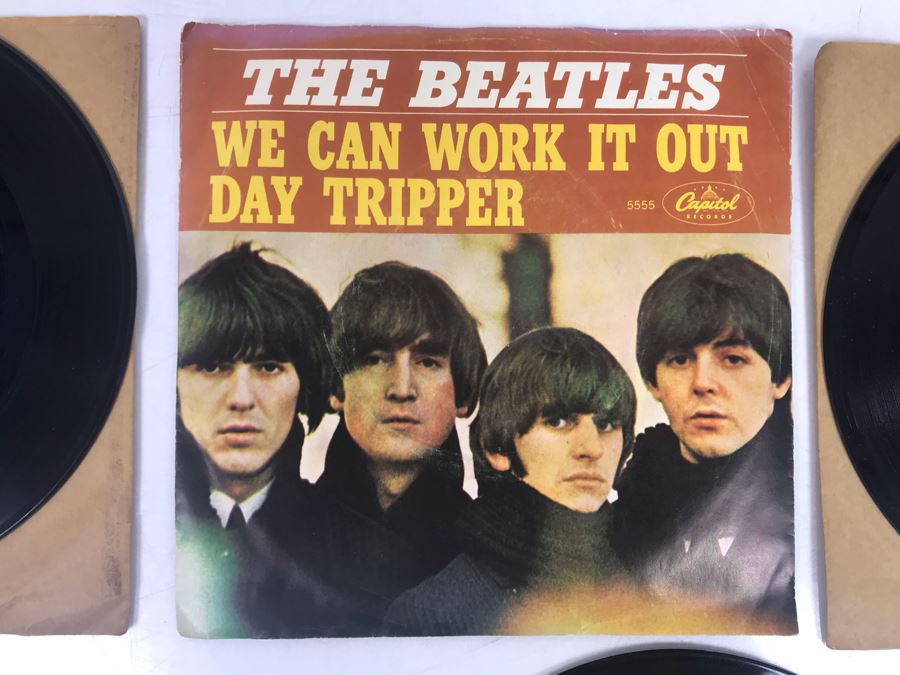 Vintage 45 Records Including The Beatles We Can Work It Out Day Tripper With Jacket, Aretha Franklin Respect, James Brown, Dean And Jean, Donovan, Ramsey Lewis Trio - See Photos [Photo 3]