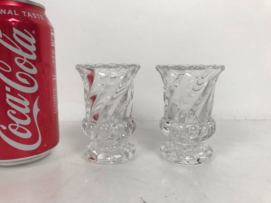 Pair Of Small Baccarat France Footed Crystal Glasses 3H X 2W [Photo 2]