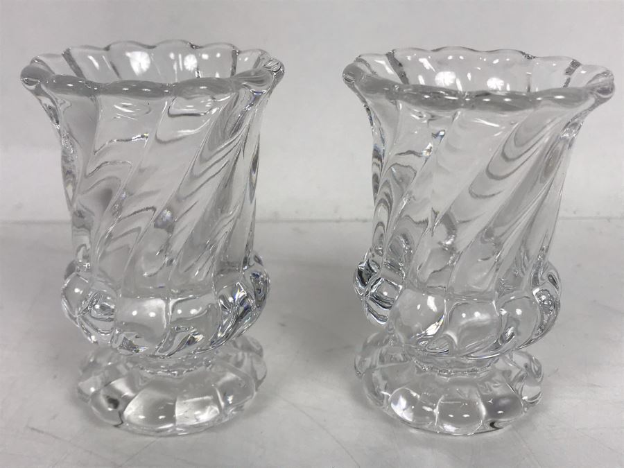 Pair Of Small Baccarat France Footed Crystal Glasses 3H X 2W [Photo 4]
