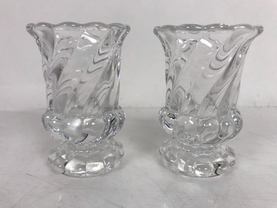 Pair Of Small Baccarat France Footed Crystal Glasses 3H X 2W [Photo 3]