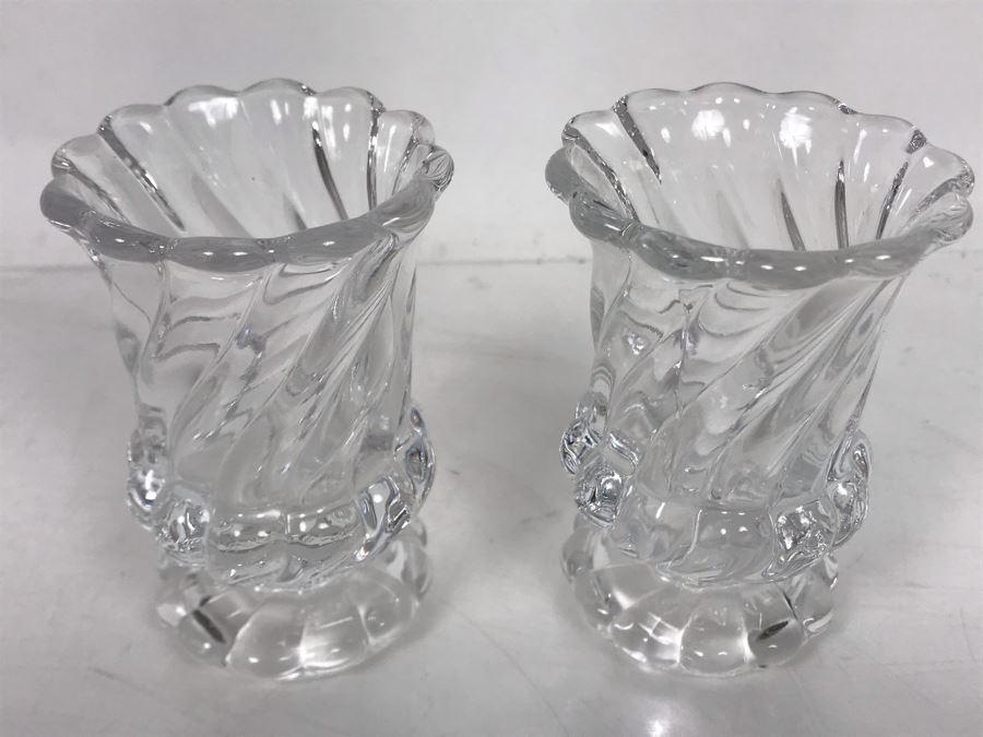 Pair Of Small Baccarat France Footed Crystal Glasses 3H X 2W [Photo 5]